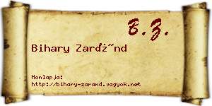Bihary Zaránd névjegykártya